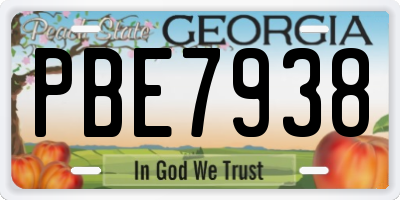 GA license plate PBE7938
