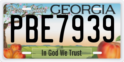GA license plate PBE7939