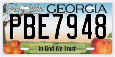 GA license plate PBE7948