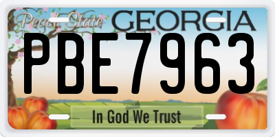 GA license plate PBE7963