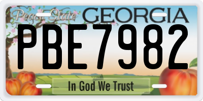 GA license plate PBE7982
