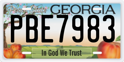 GA license plate PBE7983