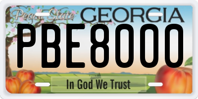GA license plate PBE8000