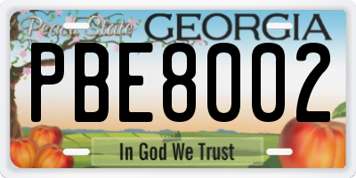 GA license plate PBE8002
