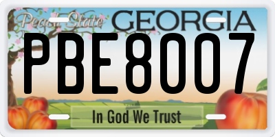 GA license plate PBE8007