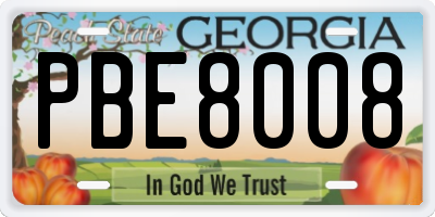 GA license plate PBE8008