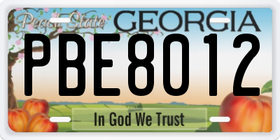 GA license plate PBE8012
