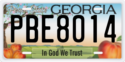 GA license plate PBE8014