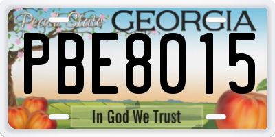 GA license plate PBE8015