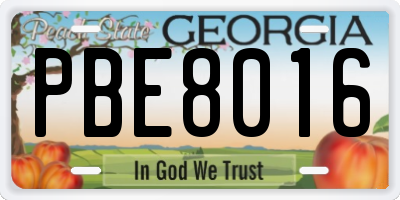 GA license plate PBE8016