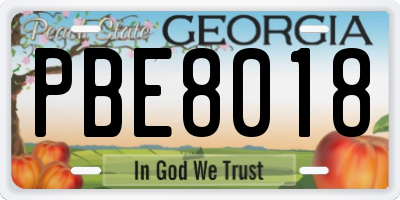 GA license plate PBE8018