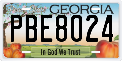 GA license plate PBE8024