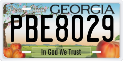 GA license plate PBE8029