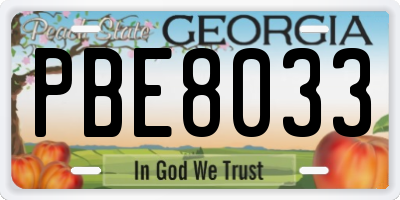 GA license plate PBE8033