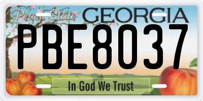 GA license plate PBE8037