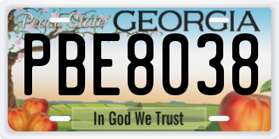 GA license plate PBE8038