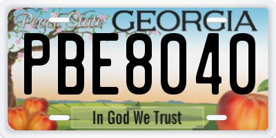 GA license plate PBE8040