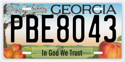 GA license plate PBE8043