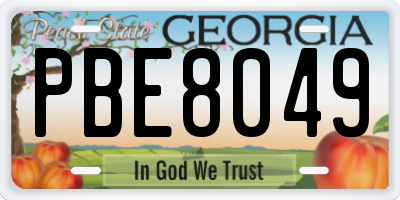 GA license plate PBE8049