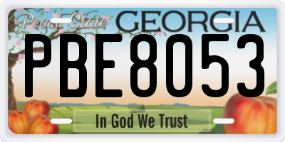 GA license plate PBE8053