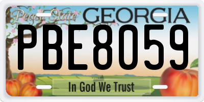 GA license plate PBE8059