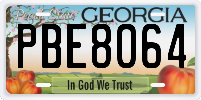 GA license plate PBE8064
