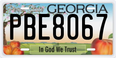 GA license plate PBE8067