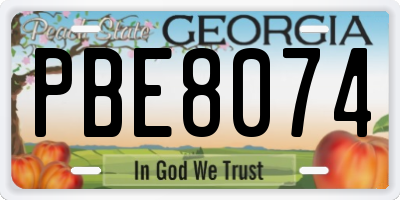GA license plate PBE8074