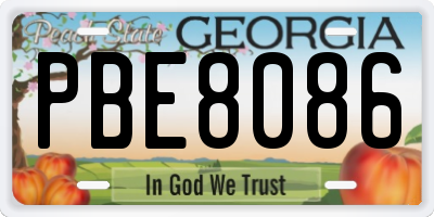 GA license plate PBE8086