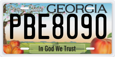 GA license plate PBE8090