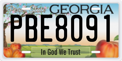 GA license plate PBE8091
