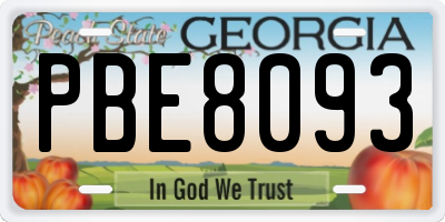 GA license plate PBE8093