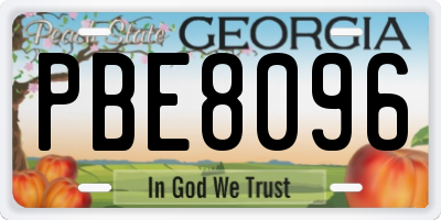 GA license plate PBE8096