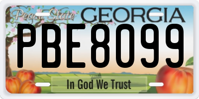 GA license plate PBE8099