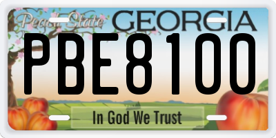 GA license plate PBE8100