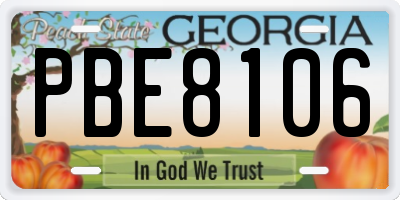 GA license plate PBE8106