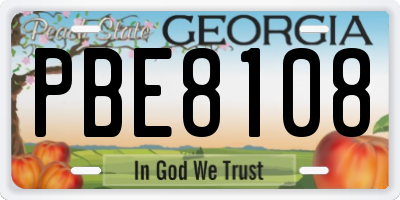 GA license plate PBE8108