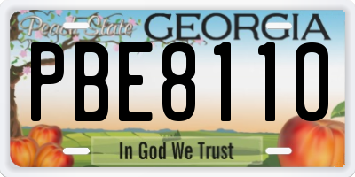 GA license plate PBE8110