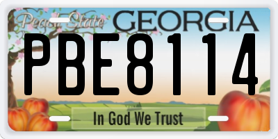 GA license plate PBE8114