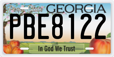GA license plate PBE8122