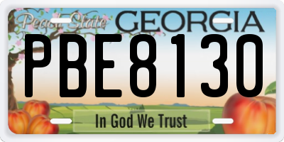 GA license plate PBE8130