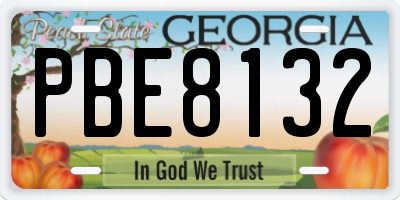 GA license plate PBE8132