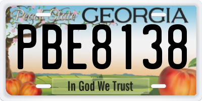 GA license plate PBE8138