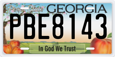 GA license plate PBE8143