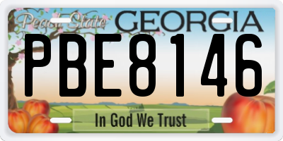 GA license plate PBE8146