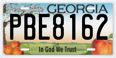 GA license plate PBE8162