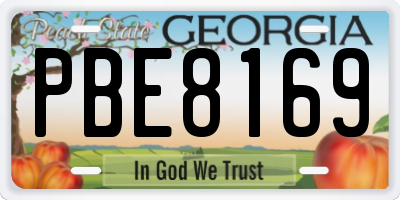 GA license plate PBE8169