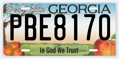GA license plate PBE8170