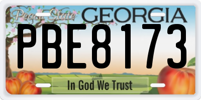 GA license plate PBE8173