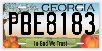 GA license plate PBE8183
